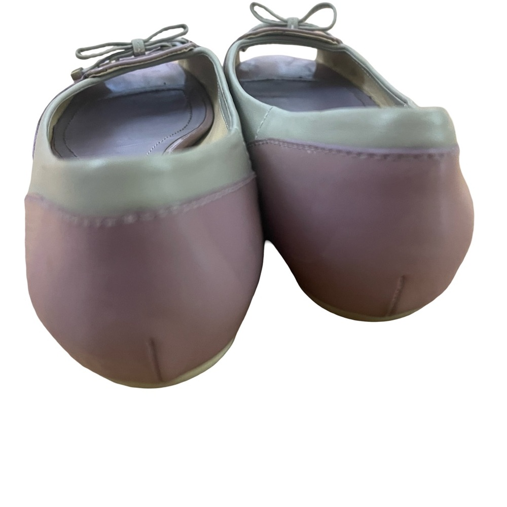 TOD’S Patent Leather Lavender & Gray Peep Toe Flats w/ Bow Sz 38 US 7/7.5 luxury - Picture 6 of 12